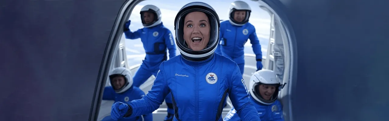 Katy Perry and the Blue Origin capsule after landing