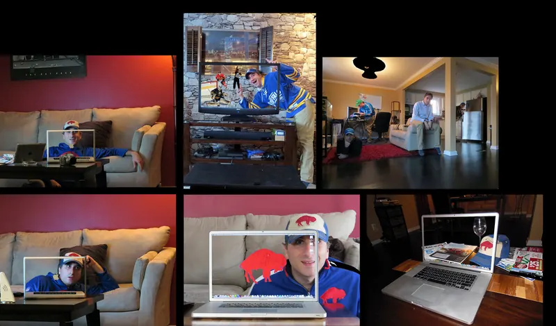 Collage of Aldo's invisible-laptop photo series